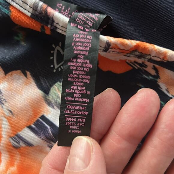 Betsy Johnson Sports Bra Floral Halter Neck Top shelf bra black orange white L - Picture 7 of 11